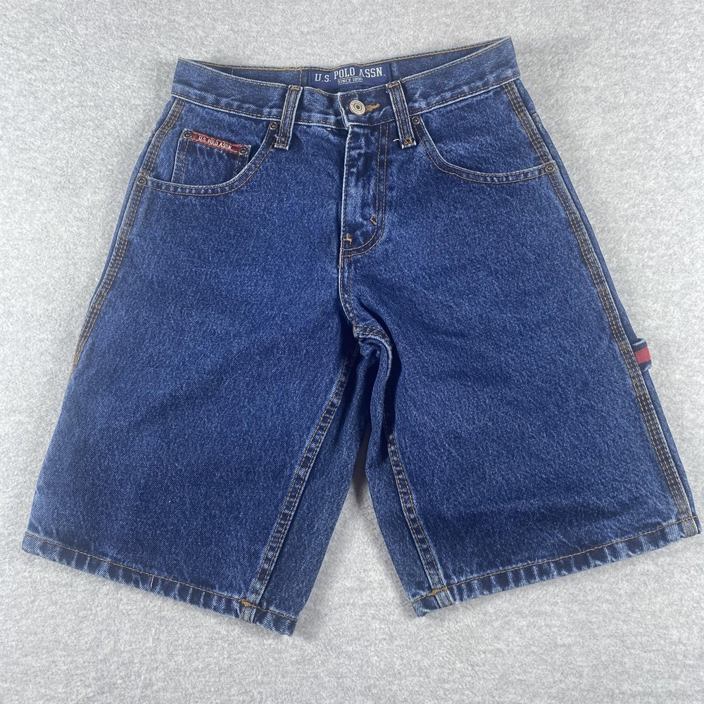 U.S. Polo Assn. Shorts Boys Size 8 Blue Denim Utility Carpenter School Casual